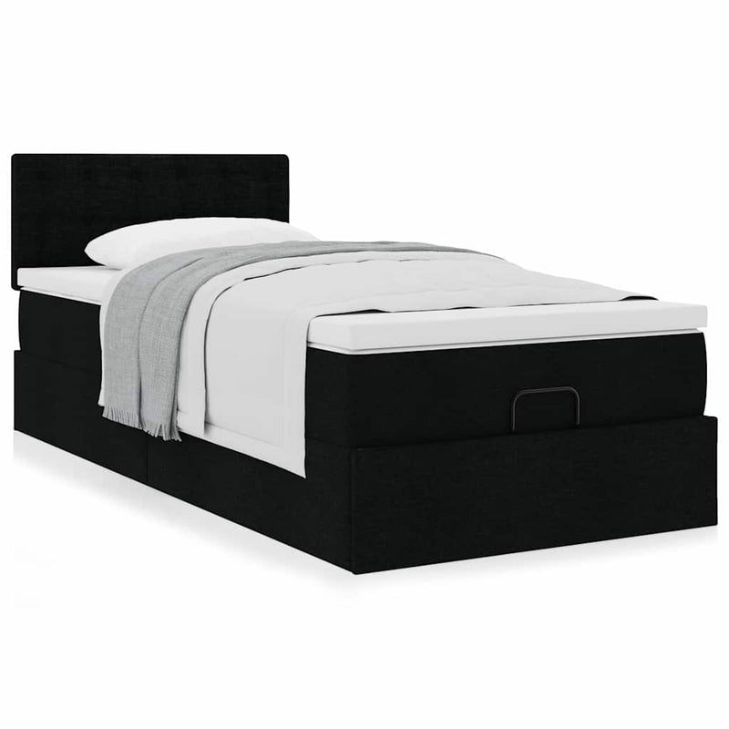 Pat otoman cu saltea negru 100x200 cm stofa