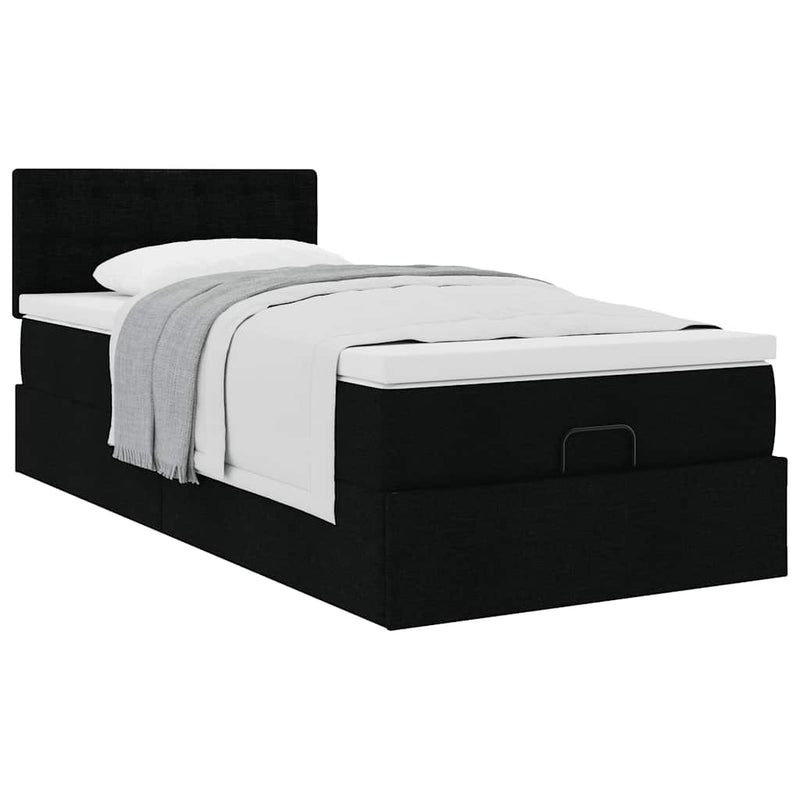 Pat otoman cu saltea negru 100x200 cm stofa