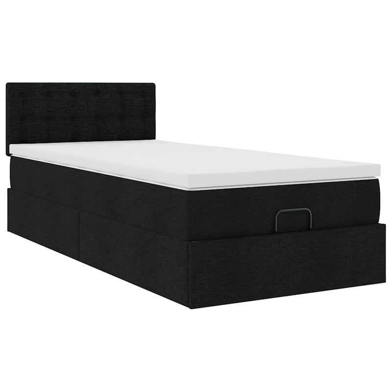Pat otoman cu saltea negru 100x200 cm stofa