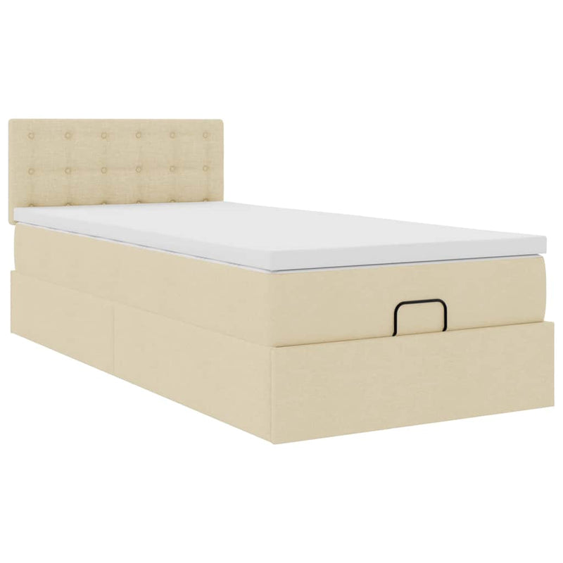 Pat otoman cu saltea crem 100x200 cm stofa