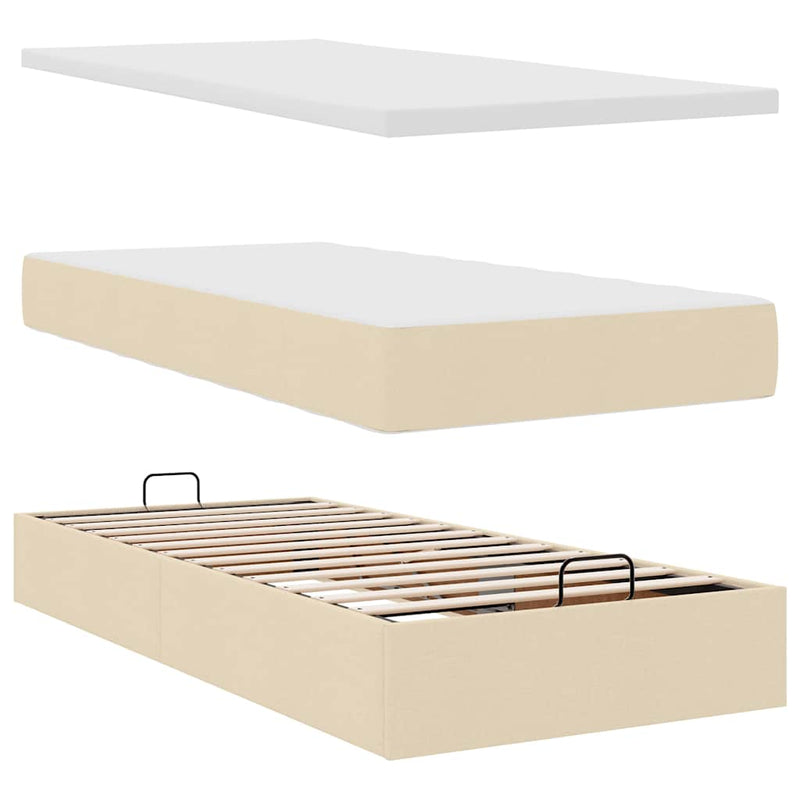 Pat otoman cu saltea crem 100x200 cm stofa