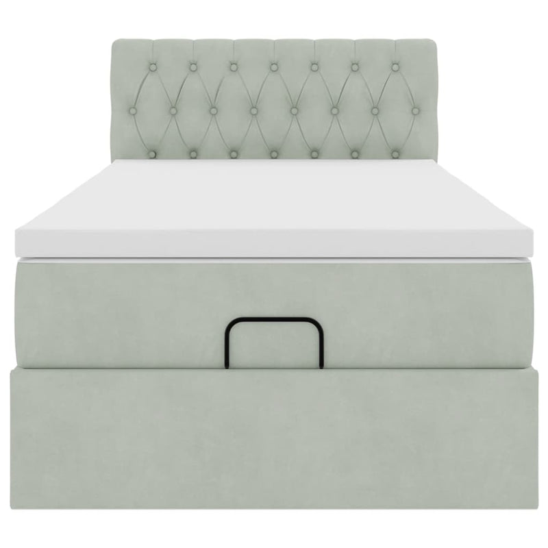 Cadru de pat otoman cu saltea Gri deschis 80x200cm catifea