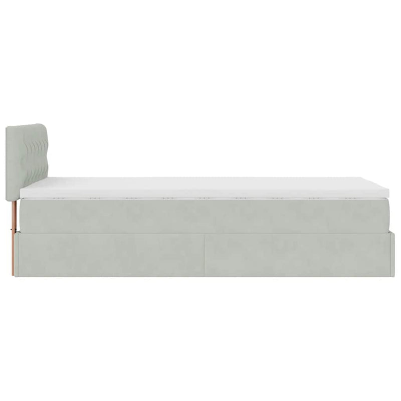 Cadru de pat otoman cu saltea Gri deschis 80x200cm catifea