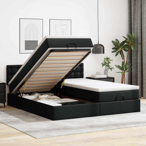 Cadru de pat otoman saltele Negru 180x200cm piele artificială