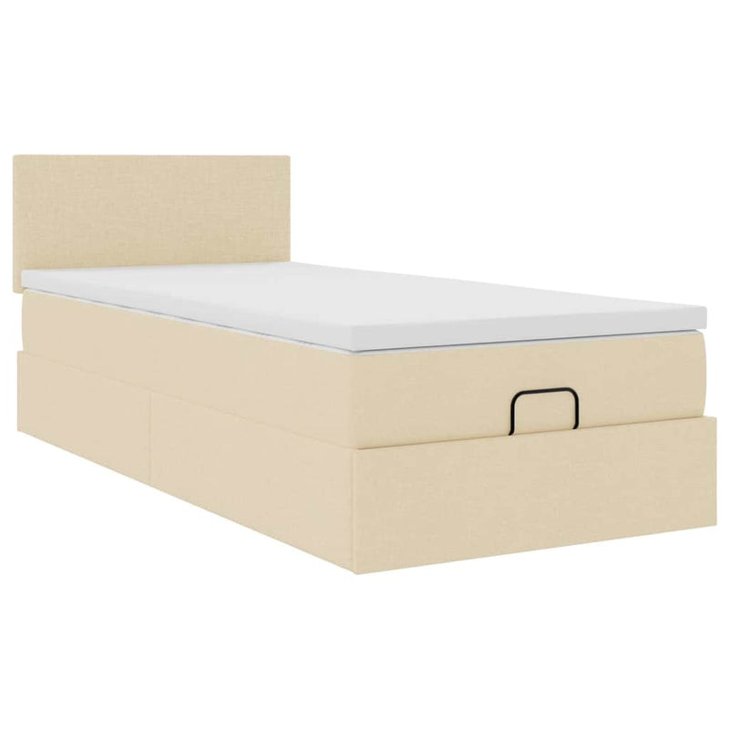 Pat otoman cu saltea crem 100x200 cm stofa