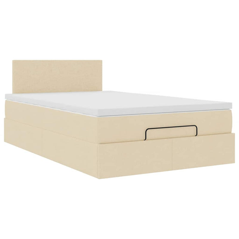 Cadru de pat otoman cu saltea crem 120x200cm stofa