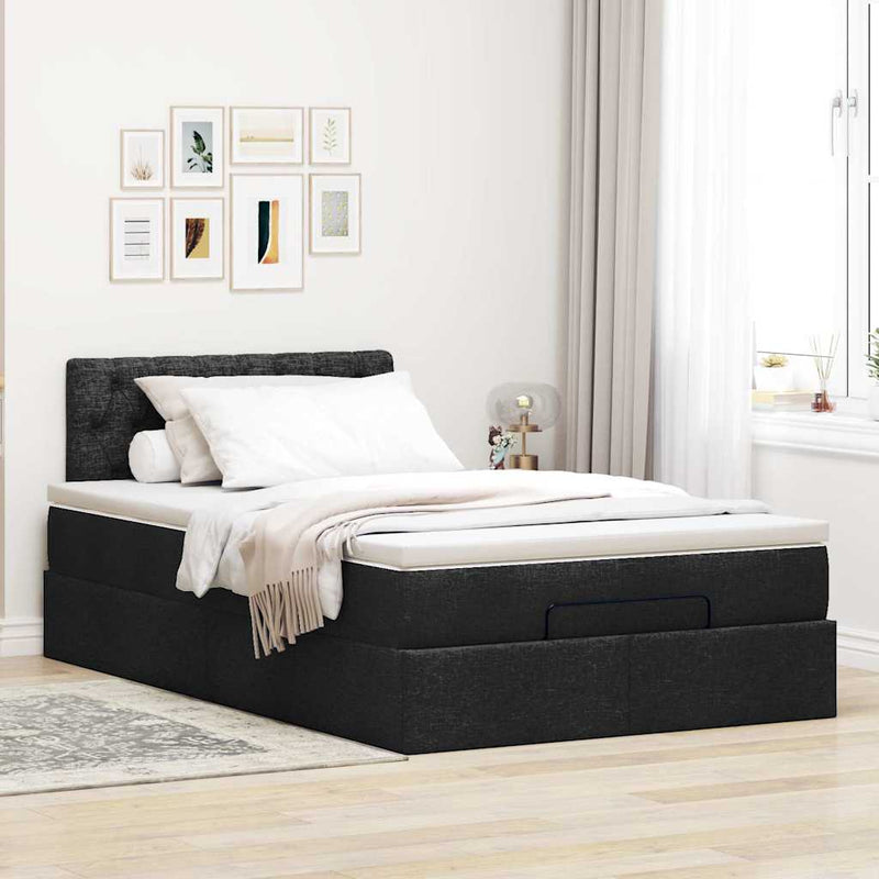 Pat otoman cu saltea negru 120x200 cm stofa