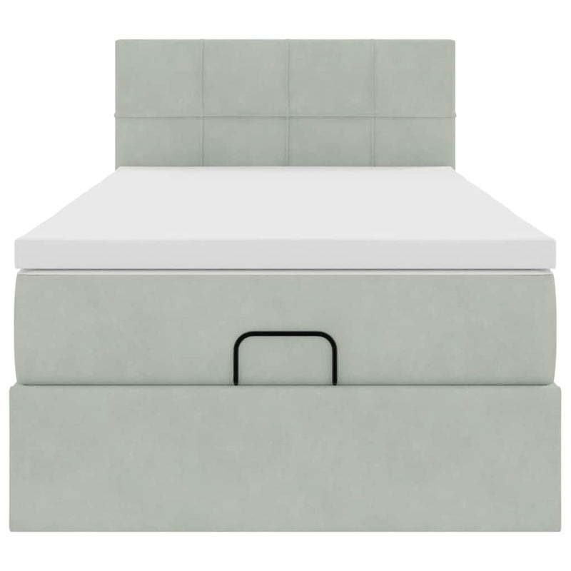 Cadru de pat otoman cu saltea Gri deschis 90x190cm catifea