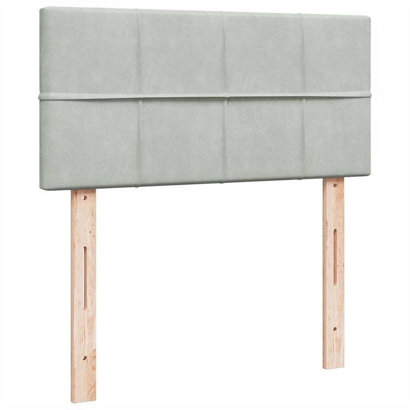Cadru de pat otoman cu saltea Gri deschis 90x190cm catifea