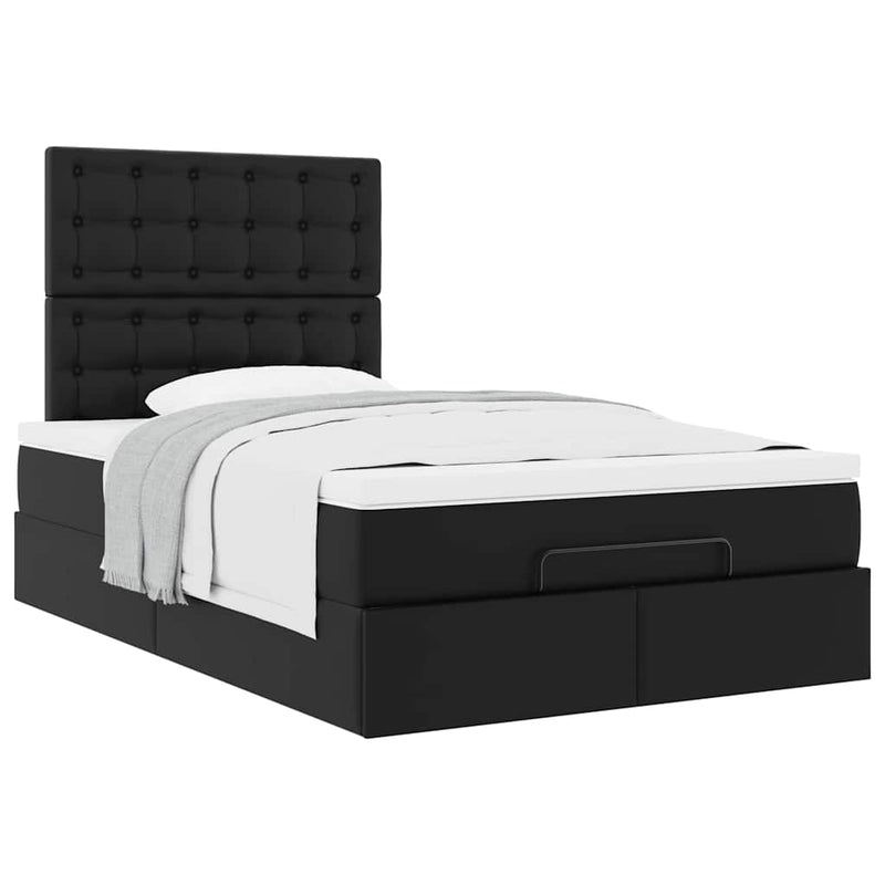 Cadru de pat otoman saltea neagră 120x200cm piele artificială