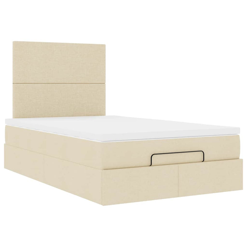 Cadru de pat otoman cu saltea crem 120x200cm stofa