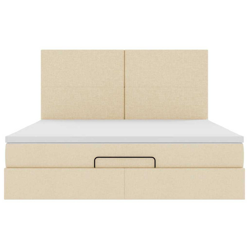 Cadru de pat otoman cu saltea crem 180x200cm stofa