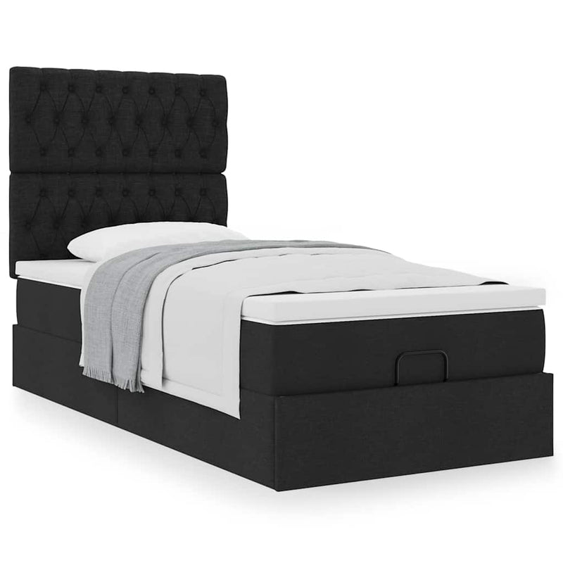 Pat otoman cu saltea negru 100x200 cm stofa