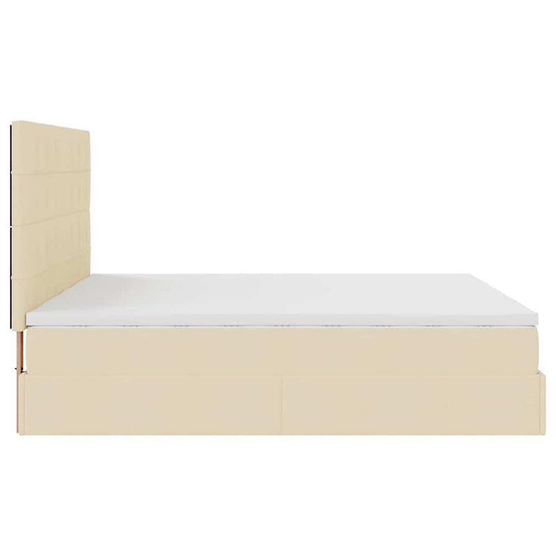 Cadru de pat otoman cu saltele crem 200x200cm stofa