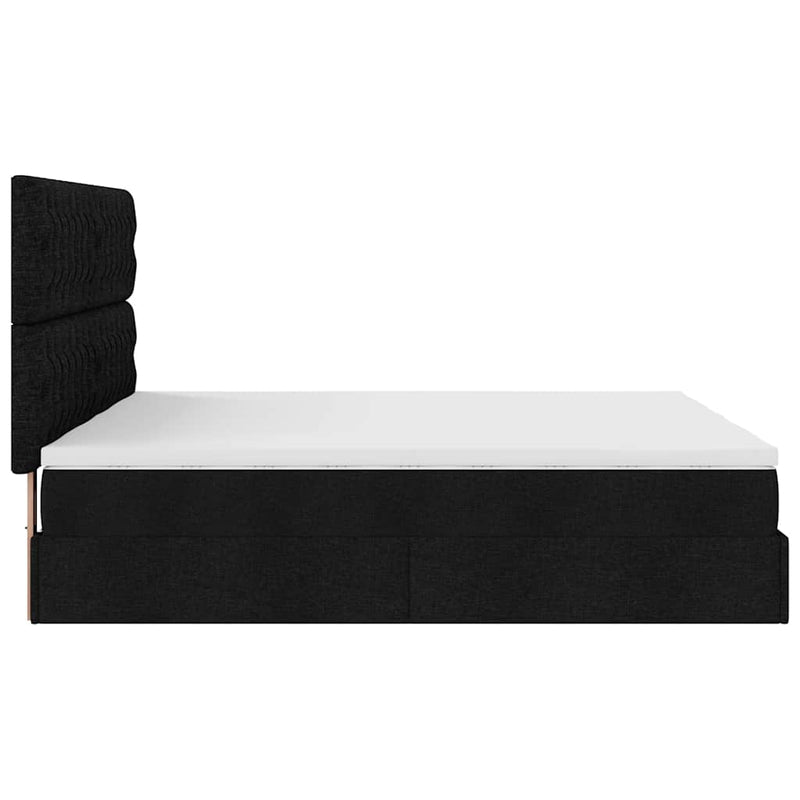 Cadru de pat otoman cu saltele, material negru 160x200cm