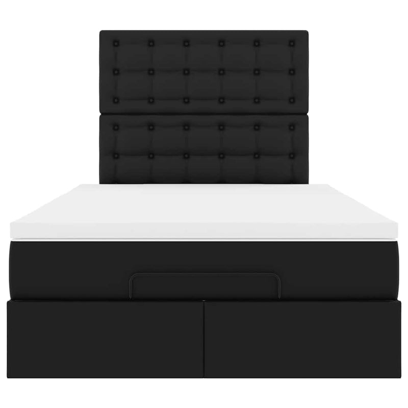 Cadru de pat otoman saltea neagră 120x200cm piele artificială
