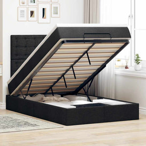 Cadru de pat otoman cu saltea Negru 120x190 cm Tesatura