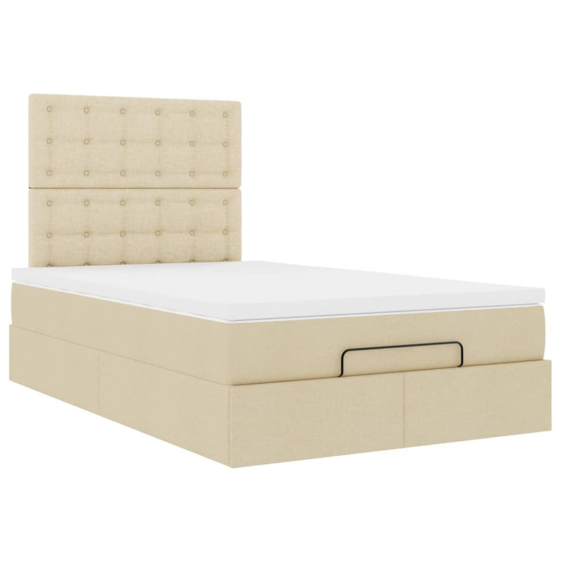 Cadru de pat otoman cu saltea crem 120x200cm stofa
