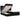 Cadru de pat otoman cu saltele, material negru 160x200cm