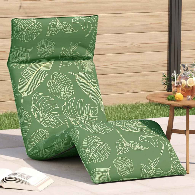 Șezlong pliabil cu model de frunze 175x54x8,5cm țesătură Oxford
