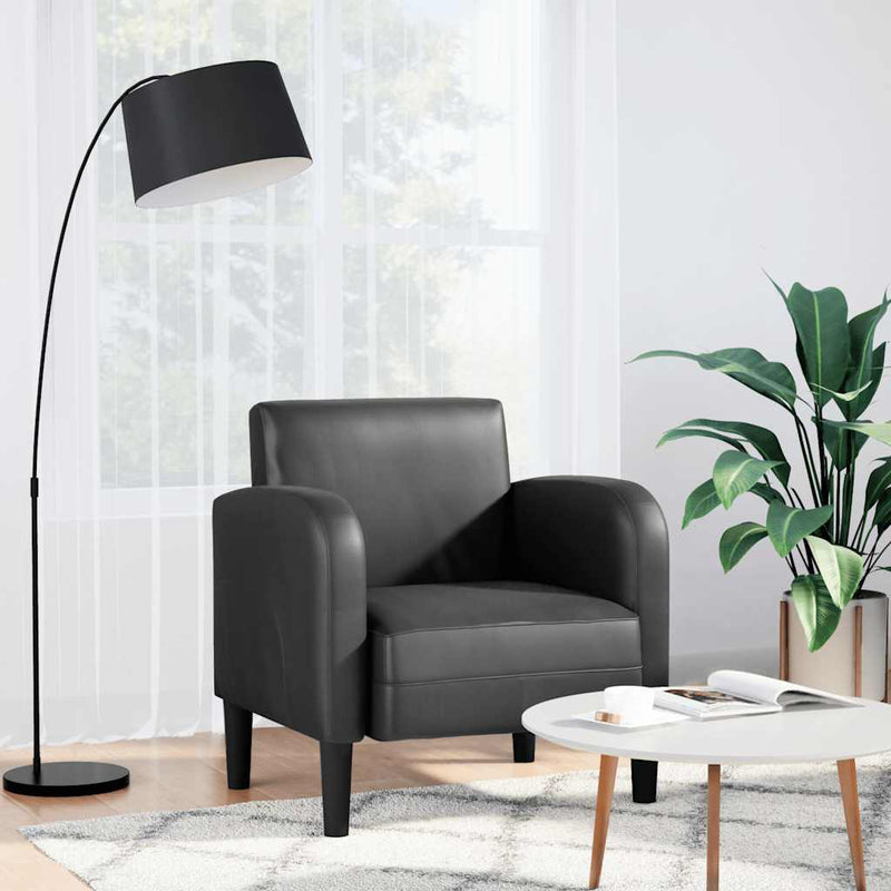 Canapea scaun cu cotiere negru 54 cm piele artificială