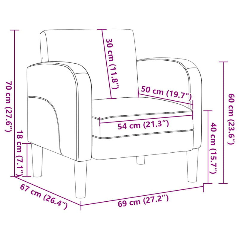 Canapea scaun cu cotiere maro 54 cm piele artificială