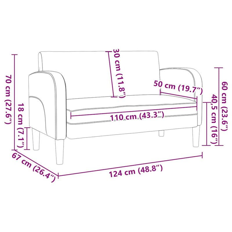 Canapea Loveseat crem 110 cm piele artificială