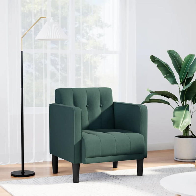 Canapea scaun cu cotiere, verde închis, 53 cm, textil