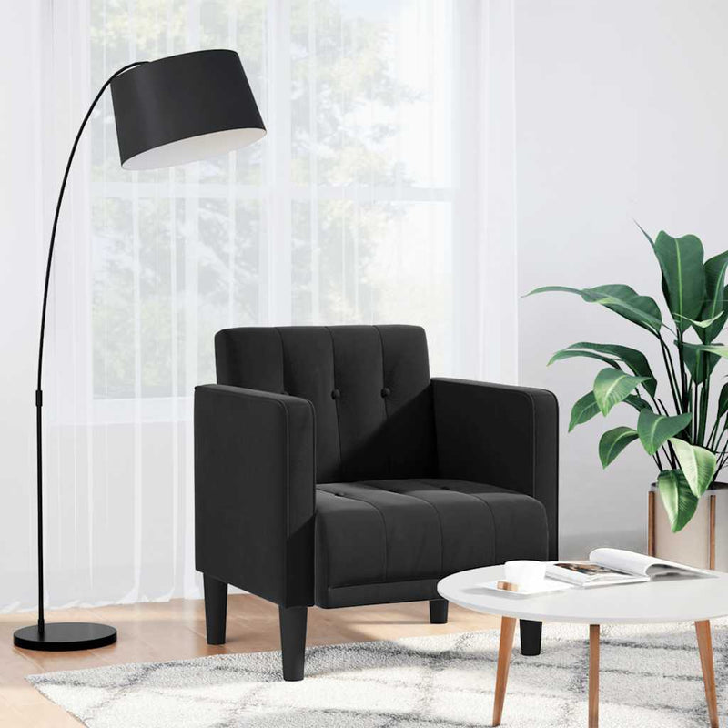 Canapea Scaun cu cotiere, negru, 53 cm, catifea