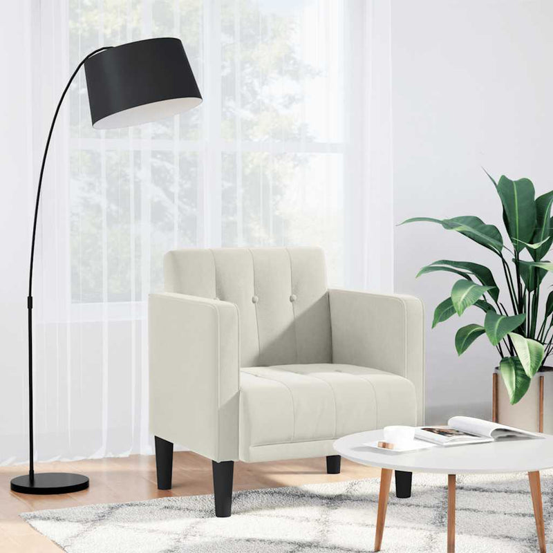 Canapea Scaun cu cotiere, crem, 53 cm, catifea
