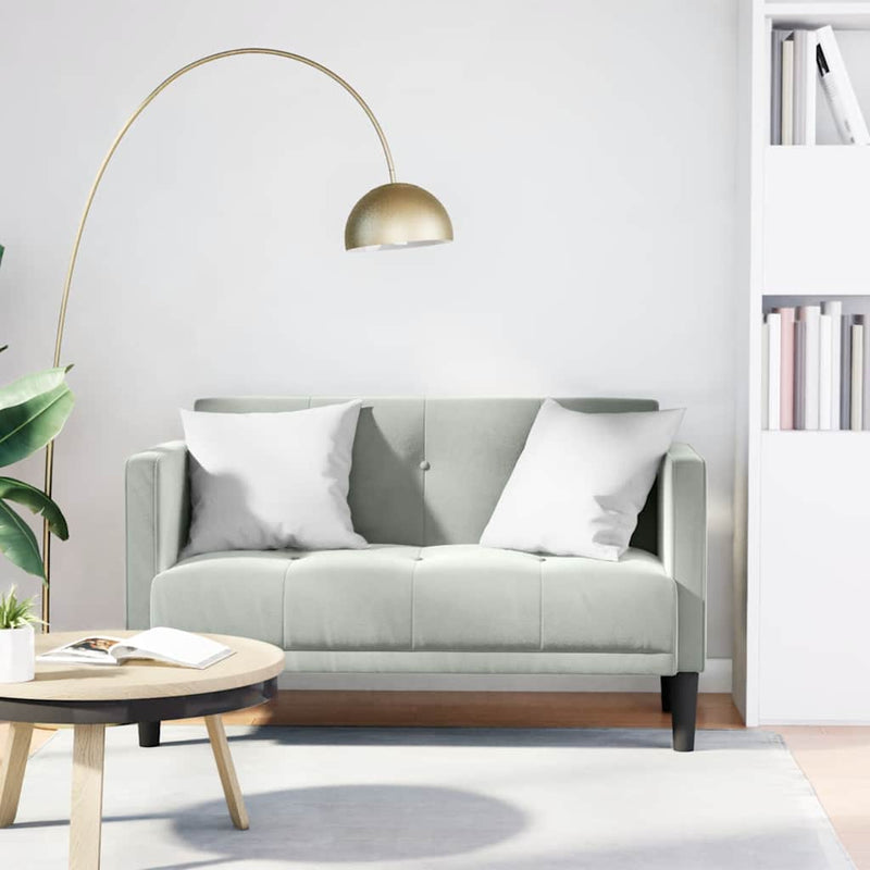 Canapea loveseat, gri deschis, 111 cm, catifea