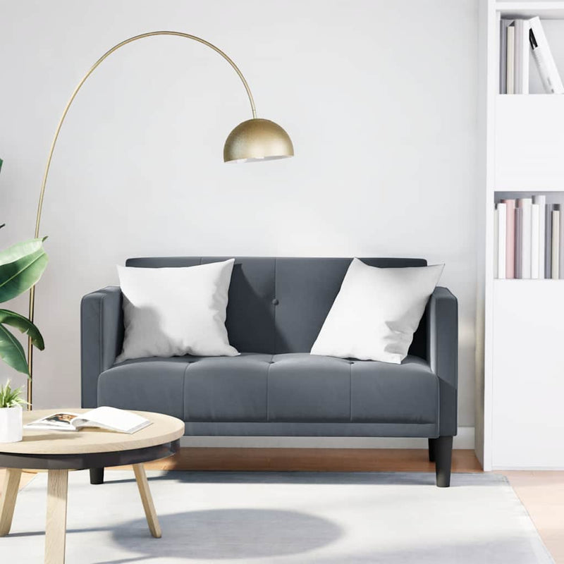 Canapea loveseat, gri închis, 111 cm, catifea