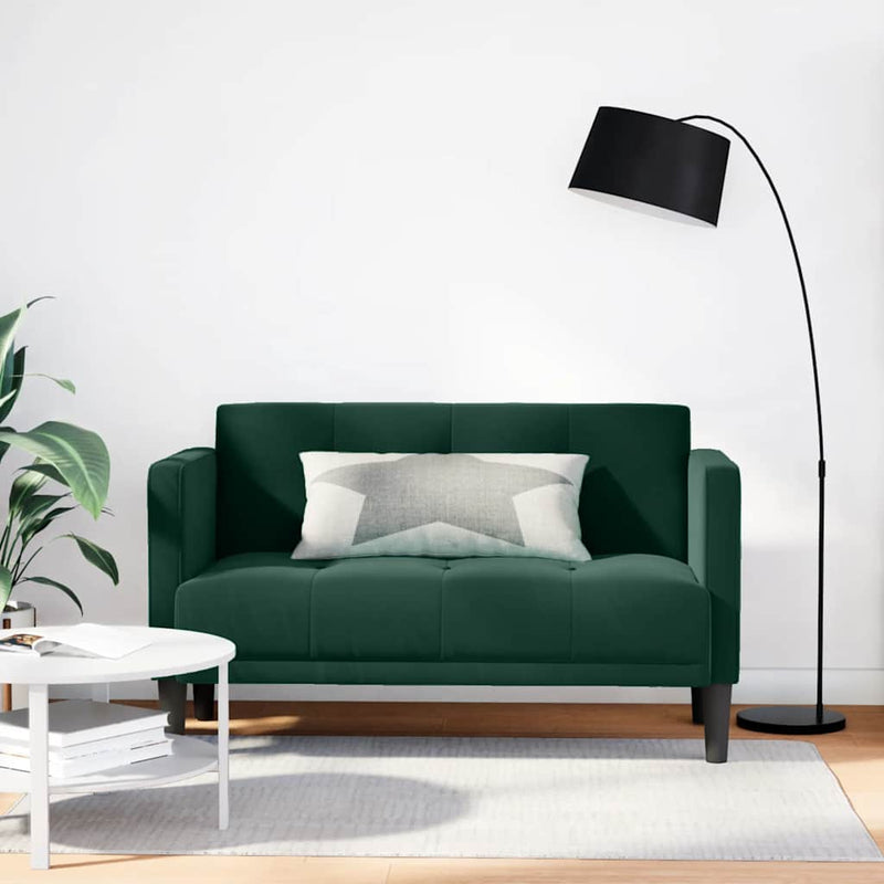 Canapea loveseat, verde închis, 111 cm, catifea