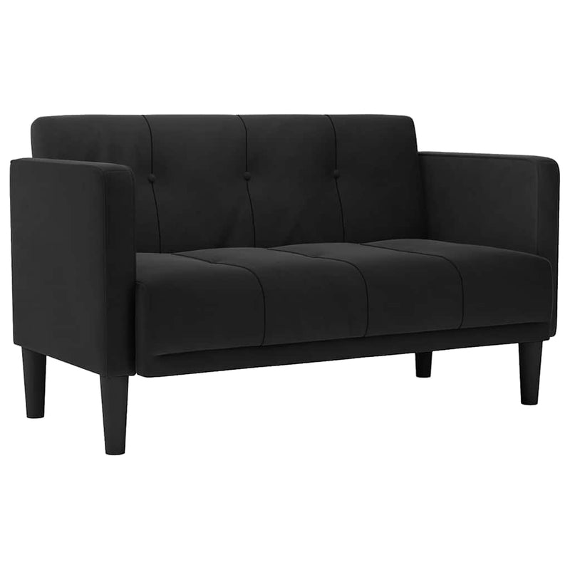 Canapea loveseat, negru, 111 cm, catifea