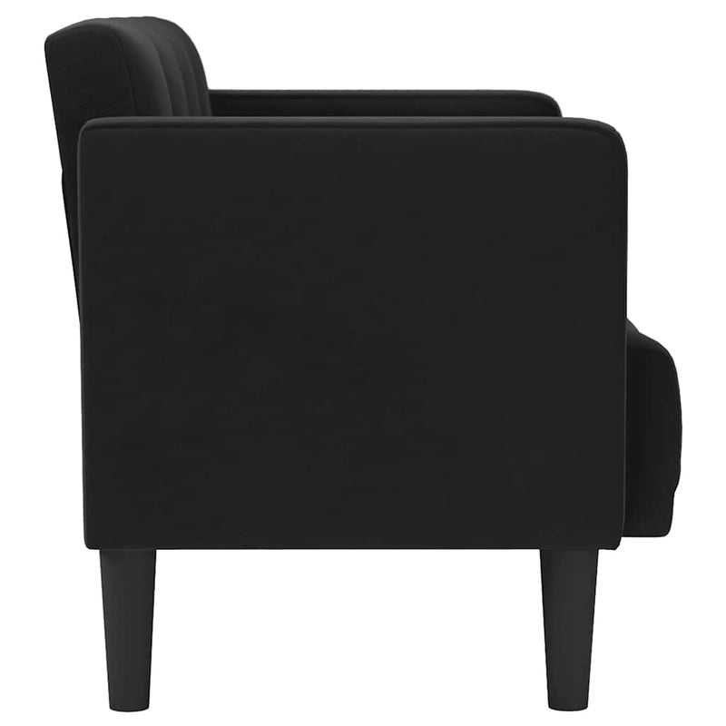 Canapea loveseat, negru, 111 cm, catifea