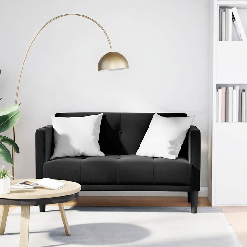 Canapea loveseat, negru, 111 cm, catifea