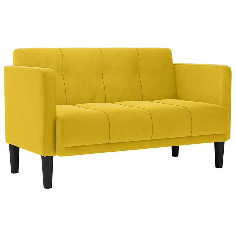 Canapea loveseat, galben, 111 cm, catifea