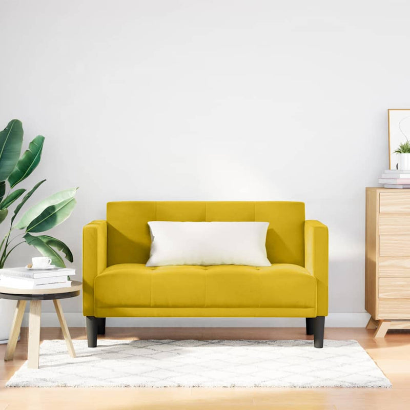 Canapea loveseat, galben, 111 cm, catifea