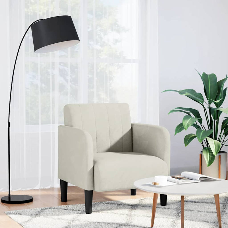 Canapea Scaun cu Cotiere Crem 54 cm Catifea