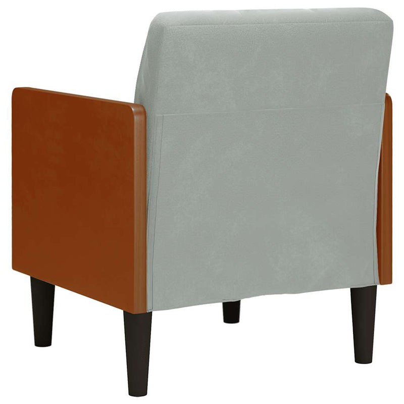 Canapea scaun cu cotiere, gri deschis, 55 cm, catifea