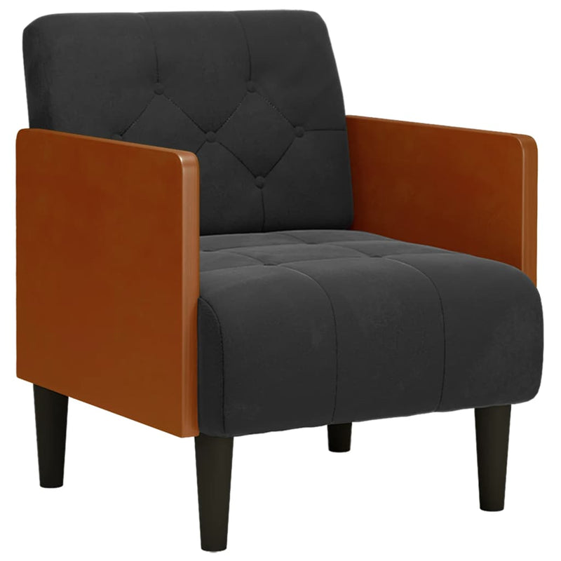 Canapea Scaun cu Cotiere Negru 55 cm Catifea
