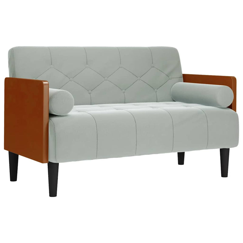 Canapea loveseat cu perne de sustinere gri deschis 110 cm