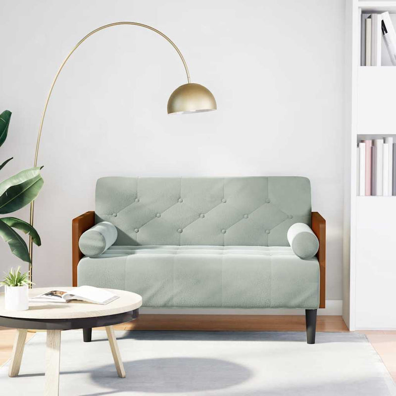 Canapea loveseat cu perne de sustinere gri deschis 110 cm