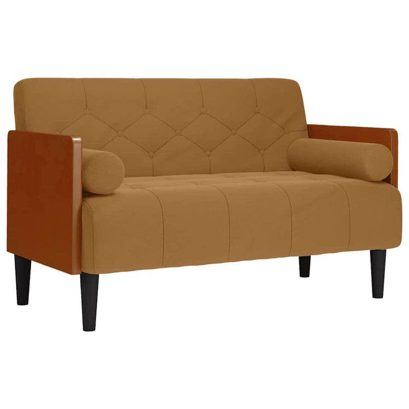 Canapea loveseat cu perne de suport maro 110 cm catifea