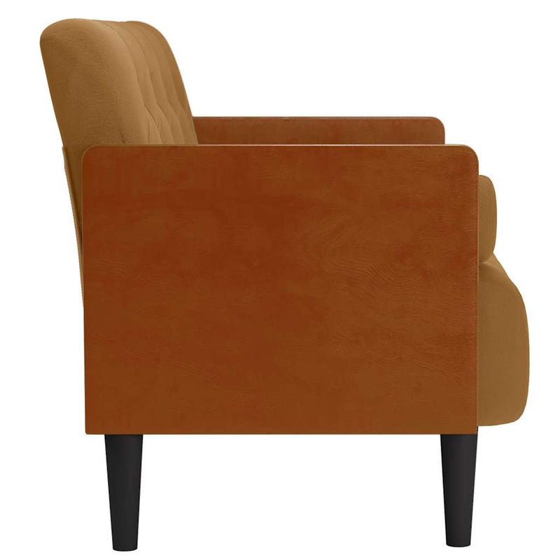 Canapea loveseat cu perne de suport maro 110 cm catifea