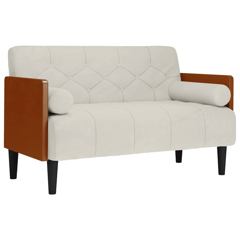 Canapea loveseat cu perne de sustinere crem 110 cm catifea
