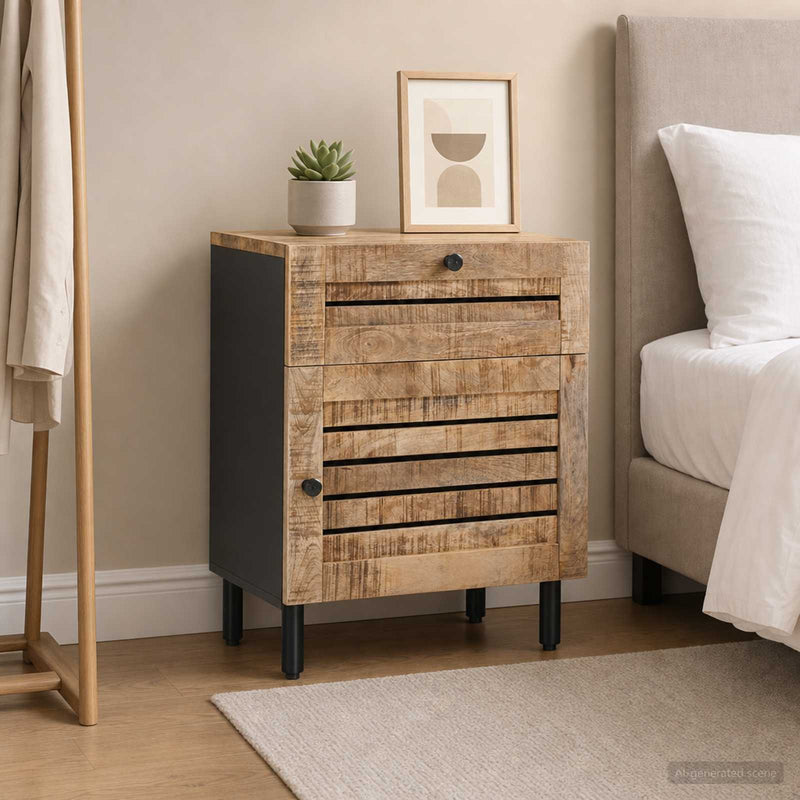 Noptieră natural 50 x 33 x 60 cm Lemn de mango solid