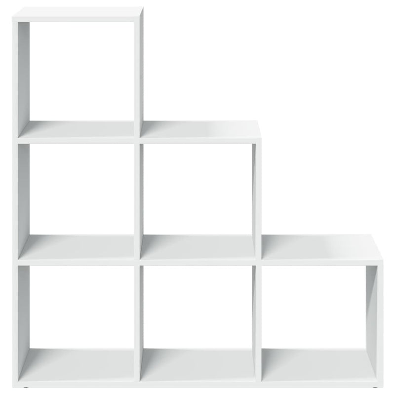 Bibliotecă separatoare de cameră cu 3 niveluri, albă, 99x29x99 cm, lemn stratificat
