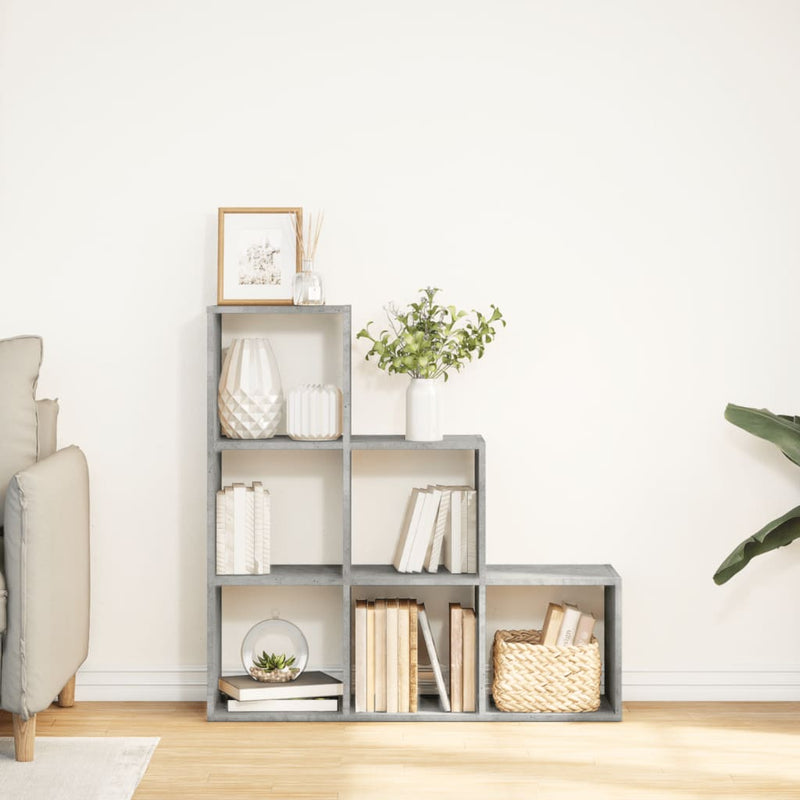 Bibliotecă/separator cameră 3 niveluri , gri, 99x29x99 cm lemn