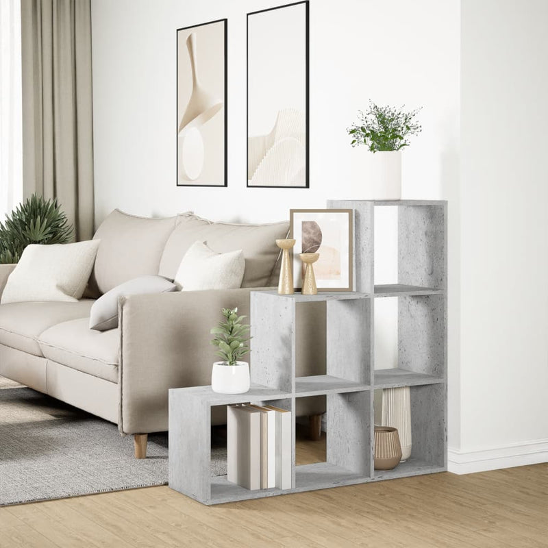 Bibliotecă/separator cameră 3 niveluri , gri, 99x29x99 cm lemn